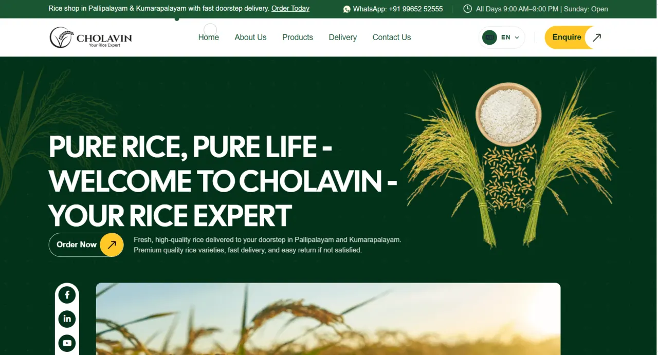 Cholavin responsive e-commerce website interface