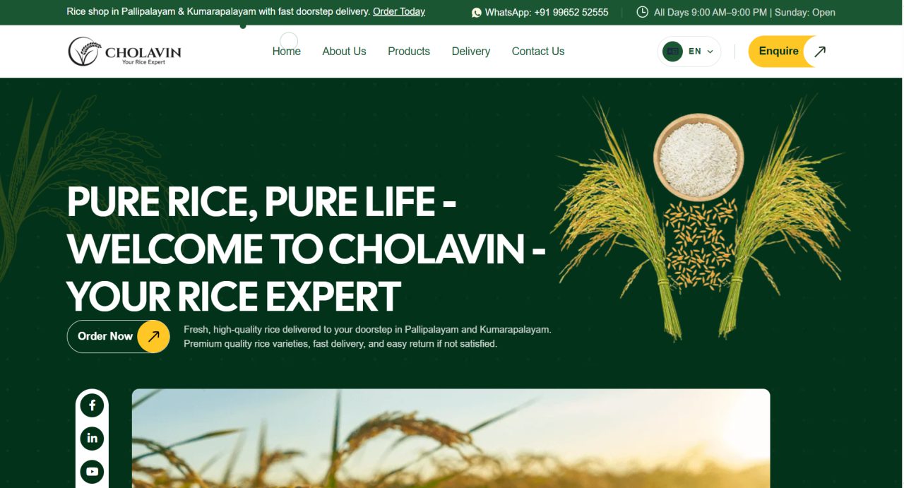 Cholavin Rice website
