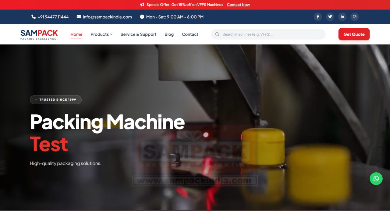 Sampack Packing Machines website
