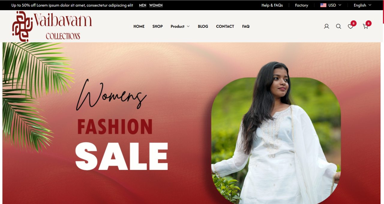 Vaibavam Collections website